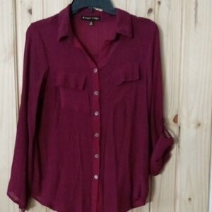 Elegant Button-Down Burgundy Shirt